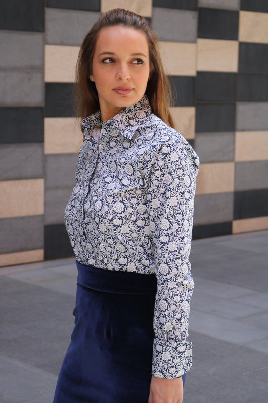 Liberty Print Button French Cuff Shirt