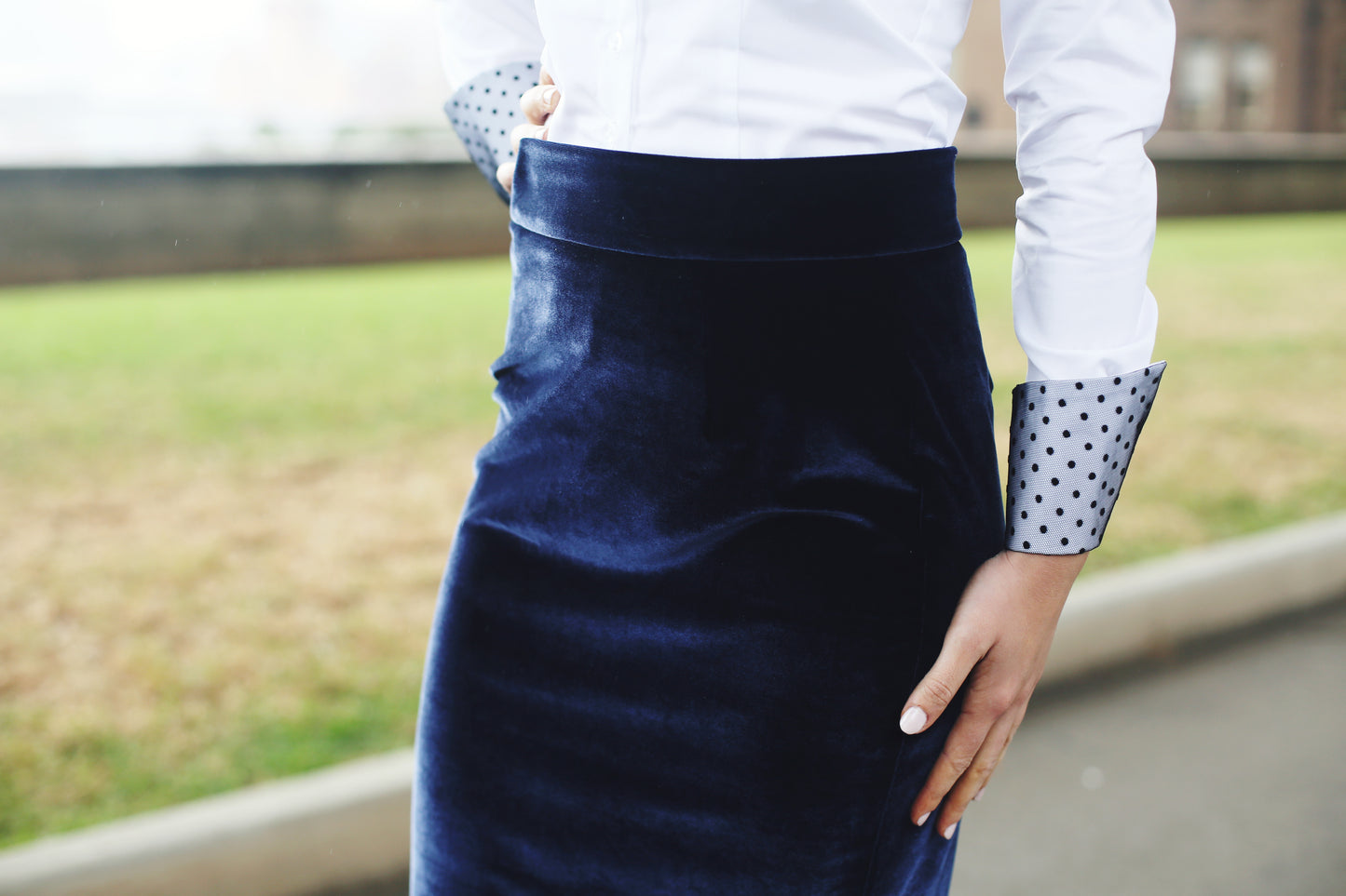 Majestic - Tulle Covered Collar and Cuff Blouse