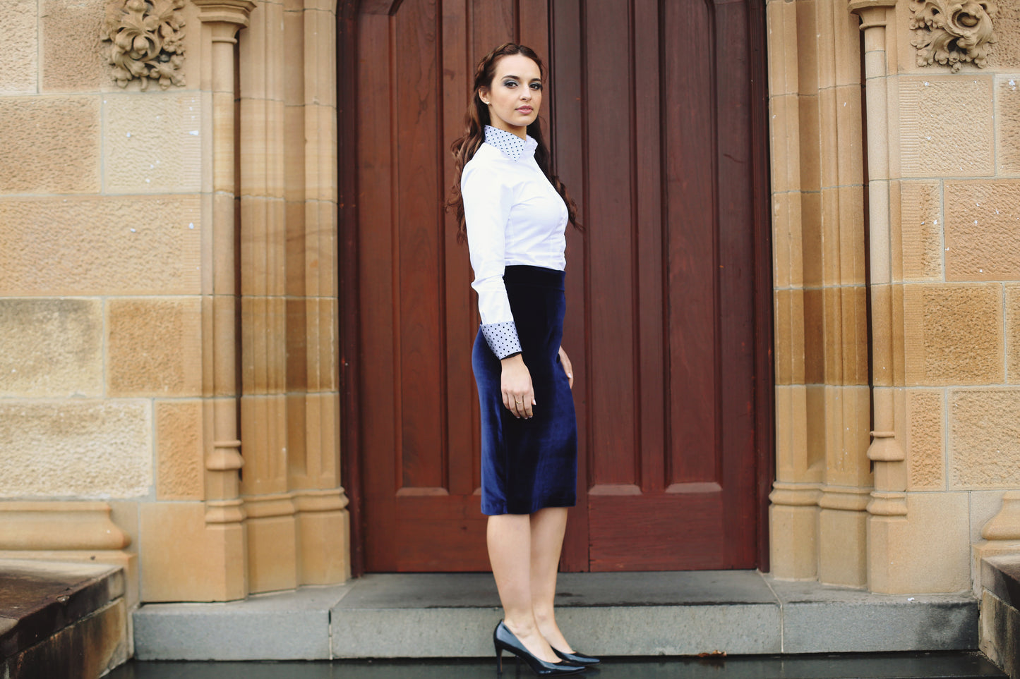 Royal Blue Velvet Skirt